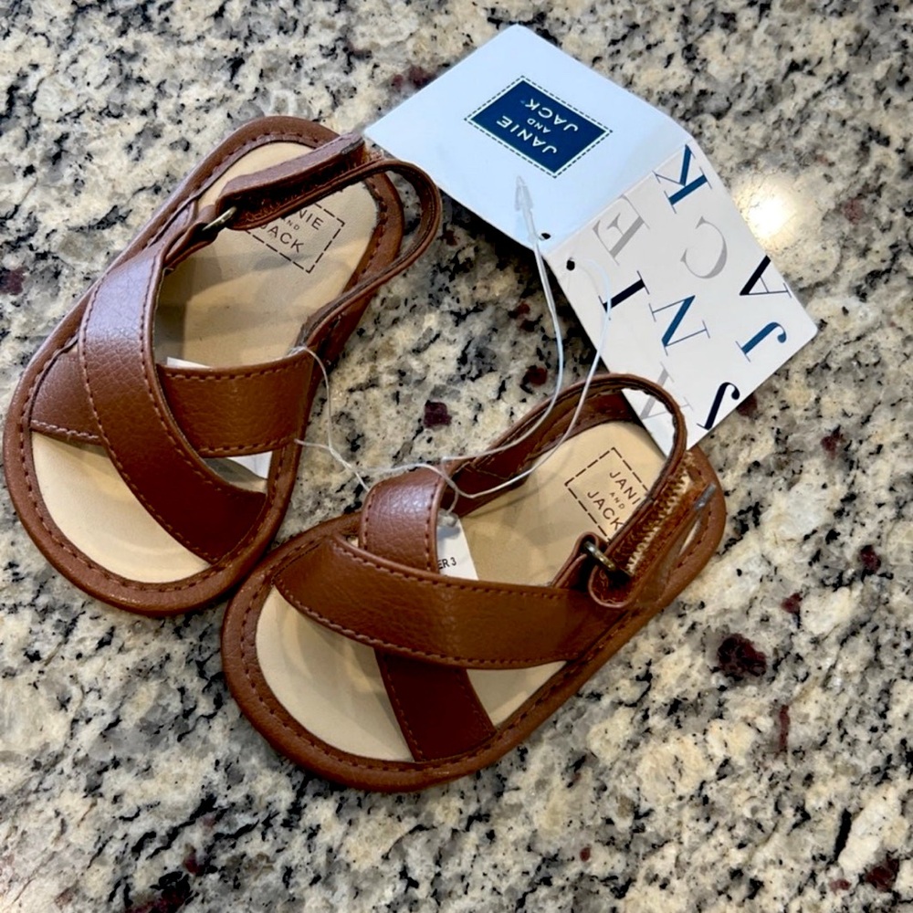 Janie and Jack brown sandals boys shoes NWT size 1